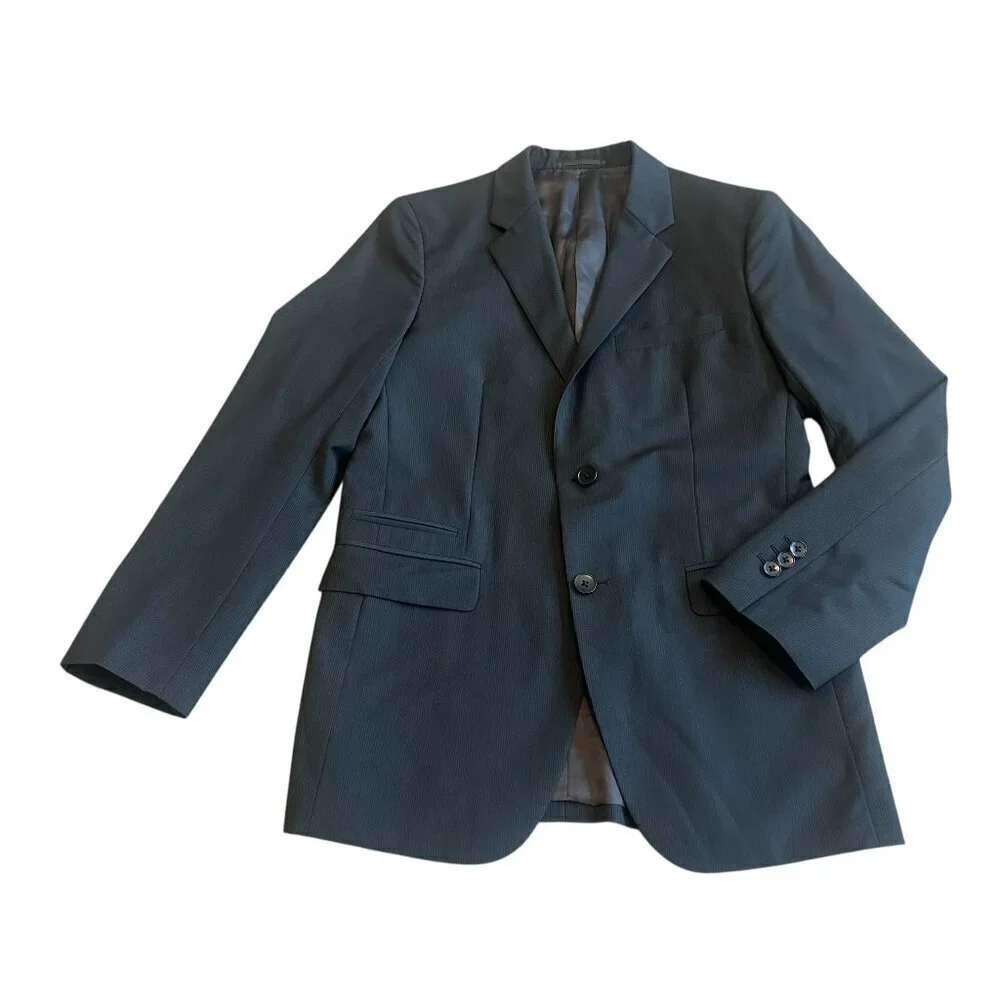 Theory Button-Down Blazer Jacket Sport Coat Black Pinstripe Wool Size 38R Men's